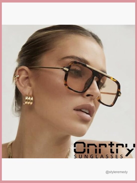 Retro Square Aviator Sunglasses Vintage Big Frame UV400 Protection